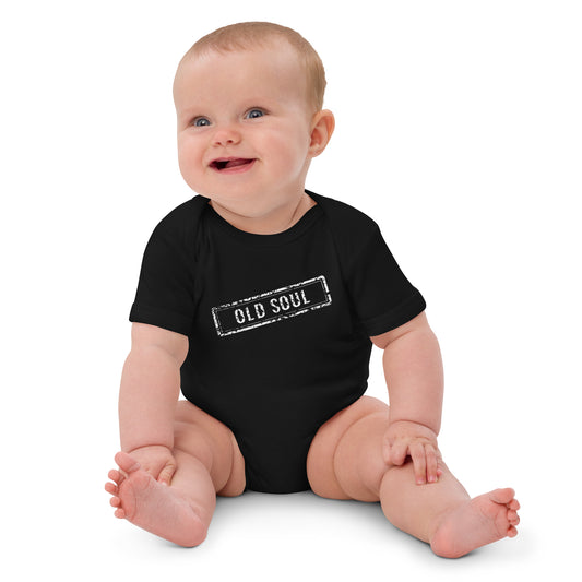 Old Soul Organic cotton baby bodysuit Black w White