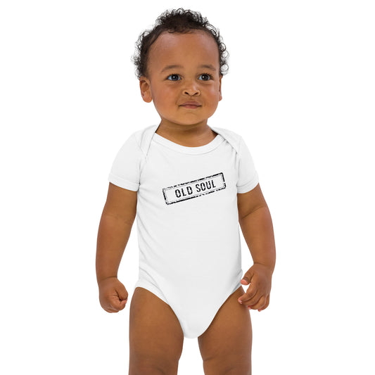 Old Soul Organic cotton baby bodysuit - White w Black